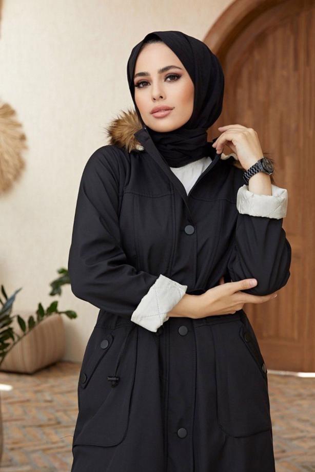 Vêtements hijab  HOODED SMOCKING COAT 819  - TRENDTESETTÜR