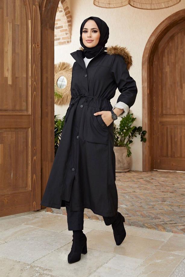 Vêtements hijab  HOODED SMOCKING COAT 819  - TRENDTESETTÜR
