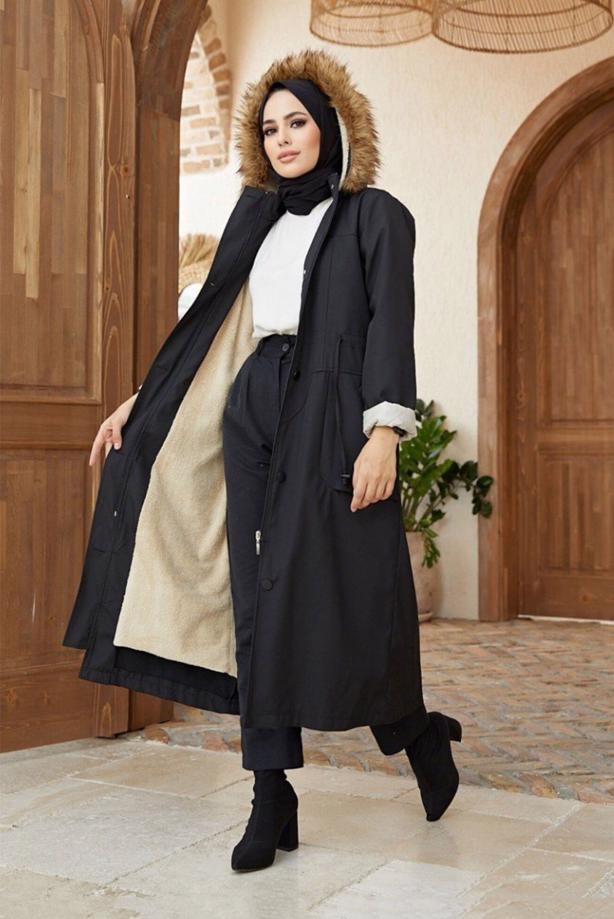 Vêtements hijab  HOODED SMOCKING COAT 819  - TRENDTESETTÜR