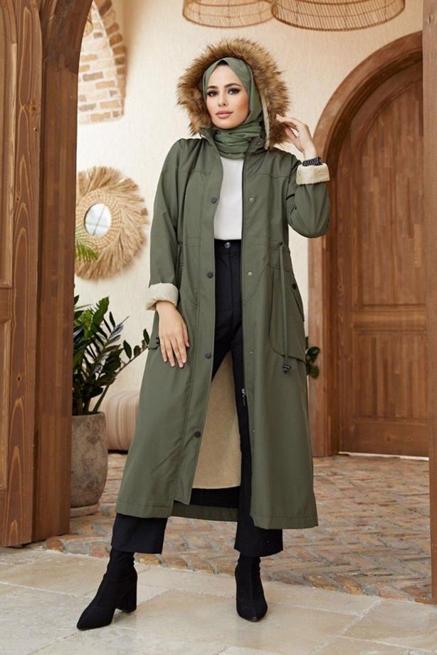 Hijab clothing  HOODED SMOCKING COAT 819  - TRENDTESETTÜR