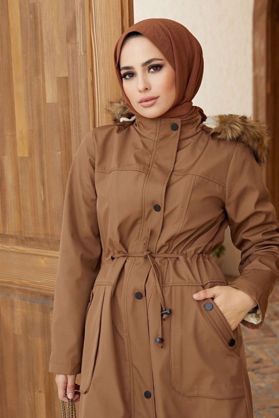 Hijab clothing TABA HOODED SMOCKING COAT 819 