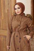 Hijab clothing TABA HOODED SMOCKING COAT 819 