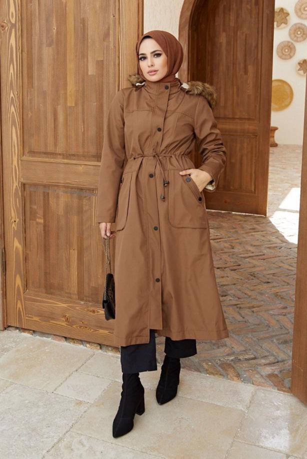 Hijab clothing  HOODED SMOCKING COAT 819  - TRENDTESETTÜR