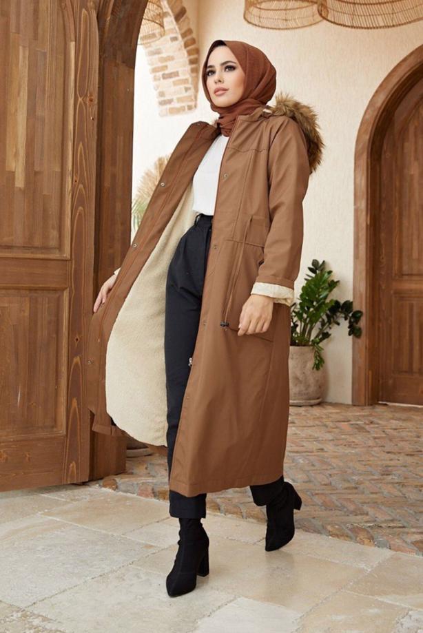 Hijab clothing  HOODED SMOCKING COAT 819  - TRENDTESETTÜR
