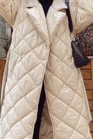 Tesettür giyim BEJ BELİ BAĞLAMALI KAPİTONE ŞİŞME KABAN 1115 