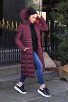 Tesettür giyim MÜRDÜM KAPÜŞONU KÜRK DETAYLI CEPLİ ŞİŞME KABAN 2400	