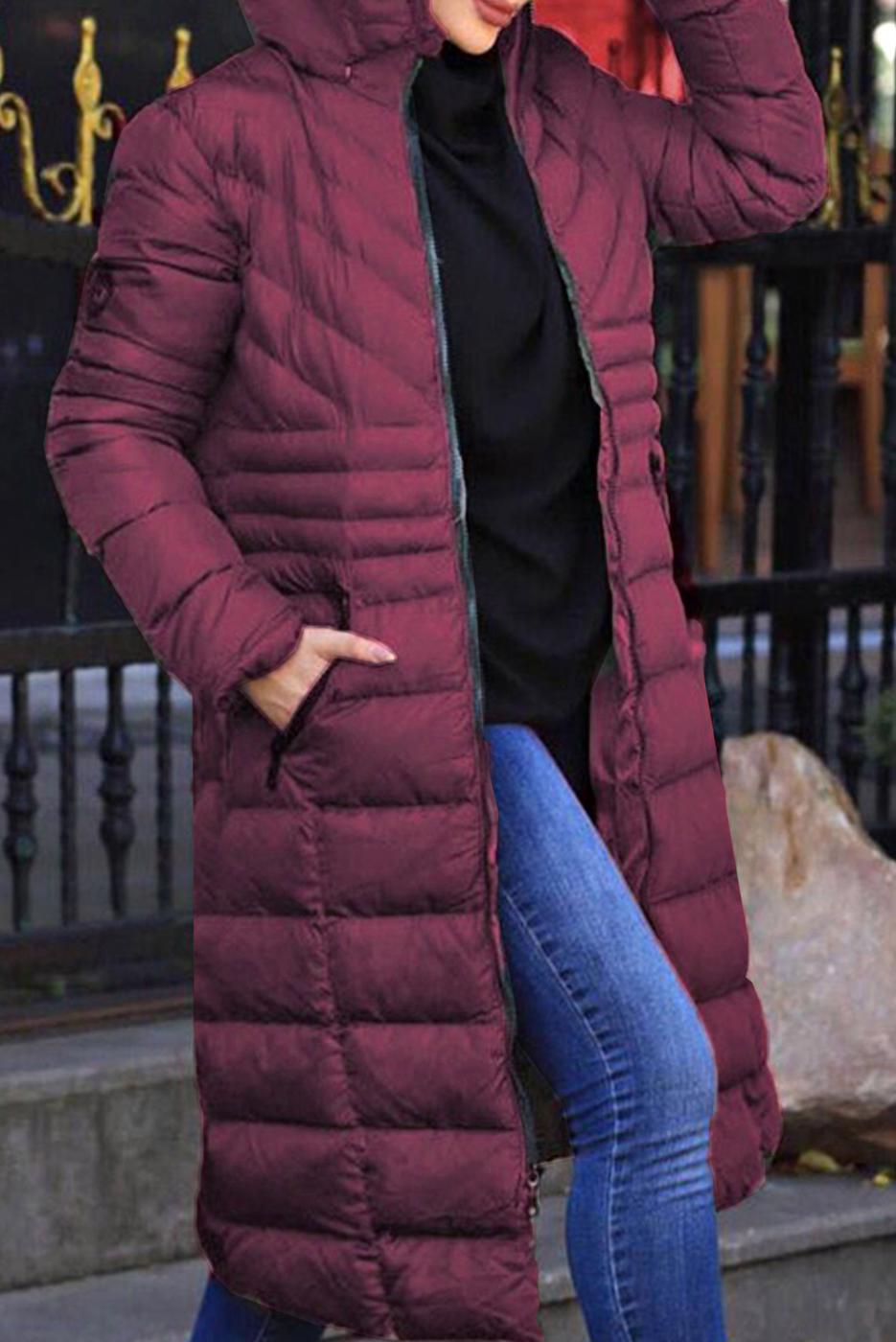 Tesettür giyim MÜRDÜM KAPÜŞONU KÜRK DETAYLI CEPLİ ŞİŞME KABAN 2400	