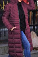 Tesettür giyim MÜRDÜM KAPÜŞONU KÜRK DETAYLI CEPLİ ŞİŞME KABAN 2400	