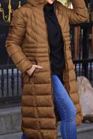 Hijab clothing TABA FURRY HOODED PUFFER COAT WITH POCKET 2400 