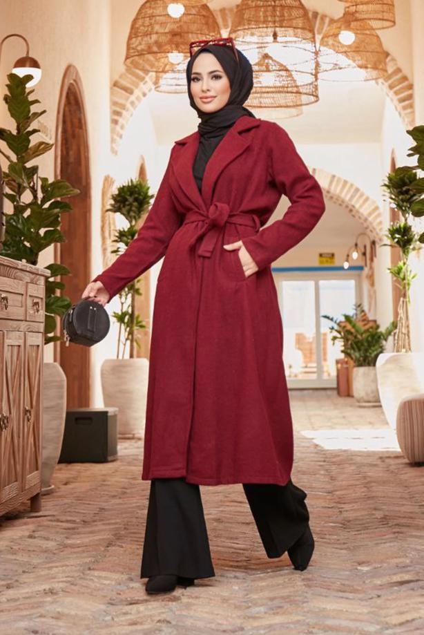 Vêtements hijab  DOUBLE BREASTED BELTED COAT 2503  - TRENDTESETTÜR