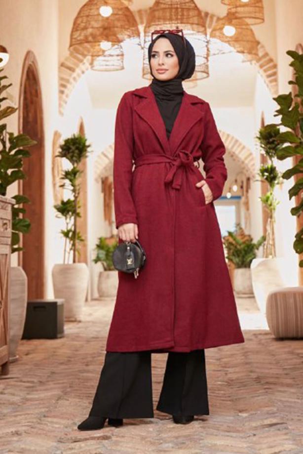 Vêtements hijab  DOUBLE BREASTED BELTED COAT 2503  - TRENDTESETTÜR