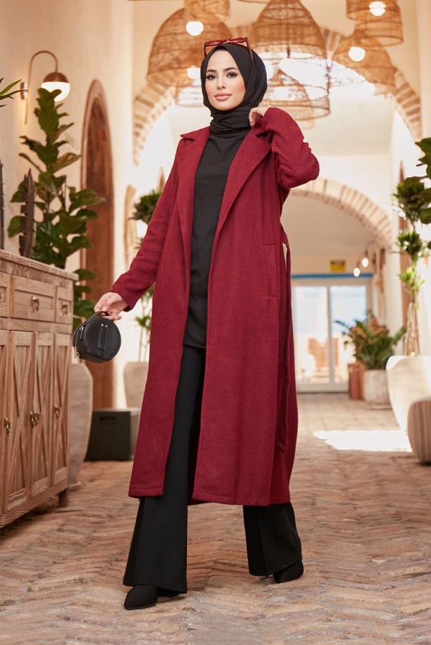 Vêtements hijab  DOUBLE BREASTED BELTED COAT 2503  - TRENDTESETTÜR