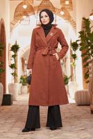 Hijab clothing TABA DOUBLE BREASTED BELTED COAT 2503 