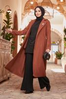 Hijab clothing TABA DOUBLE BREASTED BELTED COAT 2503 