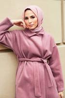 Hijab clothing POWDER BELTED COAT WITH POCKET 4030 