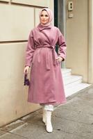 Hijab clothing POWDER BELTED COAT WITH POCKET 4030 