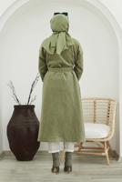 Hijab clothing GREEN BELTED COAT WITH POCKET 4030 