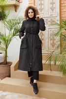 Vêtements hijab NOIR MANTEAU À CAPUCHE HIJAB 4472