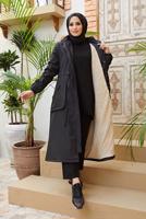 Vêtements hijab NOIR MANTEAU À CAPUCHE HIJAB 4472