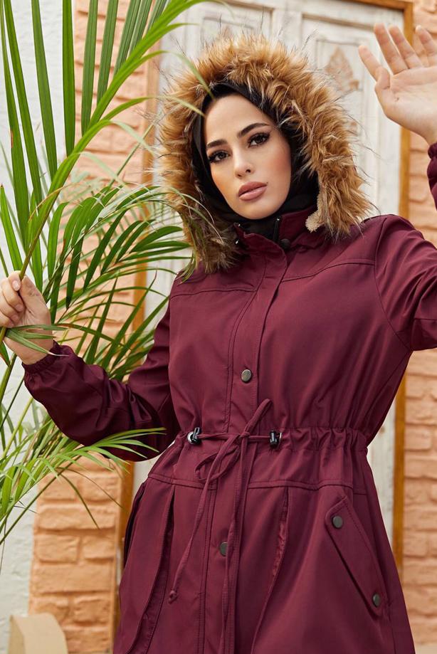 Vêtements hijab  TIE DETAIL HOODED COAT 4472  - TRENDTESETTÜR