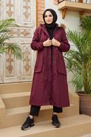 Vêtements hijab ROUGE BORDEAUX MANTEAU À CAPUCHE HIJAB 4472