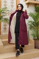Vêtements hijab ROUGE BORDEAUX MANTEAU À CAPUCHE HIJAB 4472