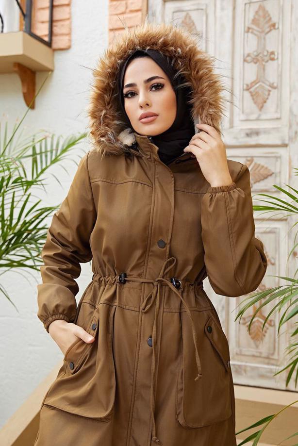 Vêtements hijab  MANTEAU À CAPUCHE HIJAB 4472 - TRENDTESETTÜR