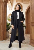 Vêtements hijab NOIR MANTEAU À CAPUCHE AVEC POCHE 5077