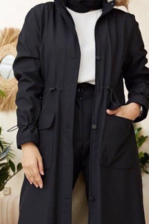 Vêtements hijab  POCKET DETAIL HOODED COAT 5077  - TRENDTESETTÜR