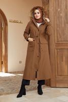 Hijab clothing TABA POCKET DETAIL HOODED COAT 5077 