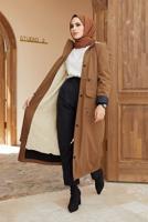 Hijab clothing TABA POCKET DETAIL HOODED COAT 5077 
