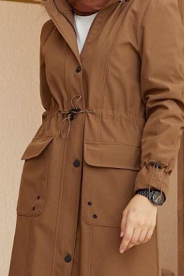 Vêtements hijab  POCKET DETAIL HOODED COAT 5077  - TRENDTESETTÜR