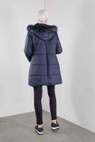 Hijab clothing NAVY BLUE HOODED ZIPPERED PUFFER JACKET 90107