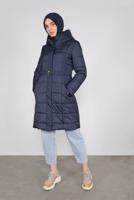 Tesettür giyim LACİVERT KEMERLİ KAPÜŞONLU ŞİŞME KABAN 90109 