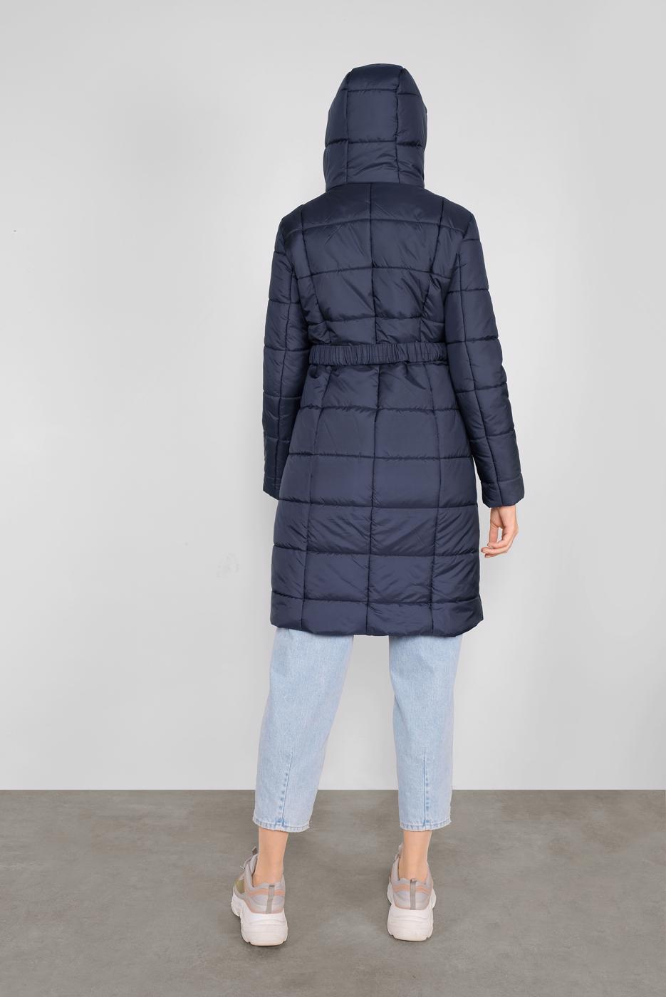 Tesettür giyim LACİVERT KEMERLİ KAPÜŞONLU ŞİŞME KABAN 90109 