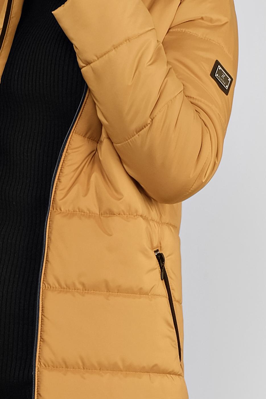 Tesettür giyim TURUNCU CEPLİ KAPÜŞONLU ŞİŞME KABAN 90134 