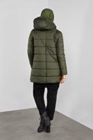 Tesettür giyim HAKİ CEPLİ KAPÜŞONLU ŞİŞME KABAN 90134 