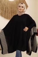 Vêtements hijab NOIR PONCHO À DÉTAILS LÉOPARD T 00001