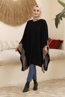 Vêtements hijab NOIR PONCHO À DÉTAILS LÉOPARD T 00001