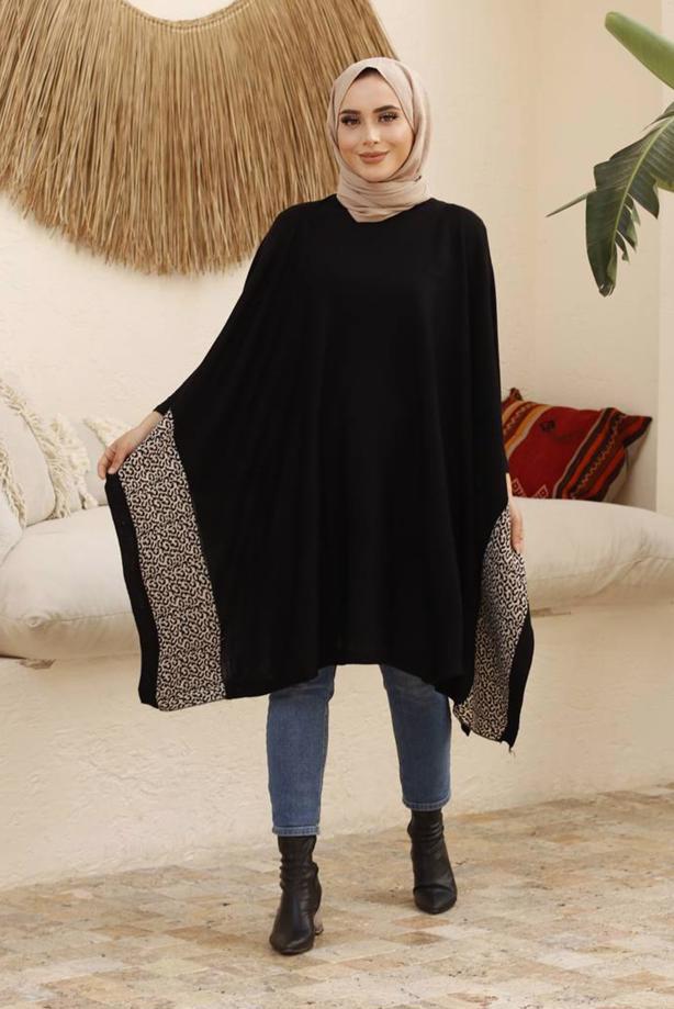 Vêtements hijab  LEOPARD PATTERN DETAIL PONCHO T 00001  - TRENDTESETTÜR