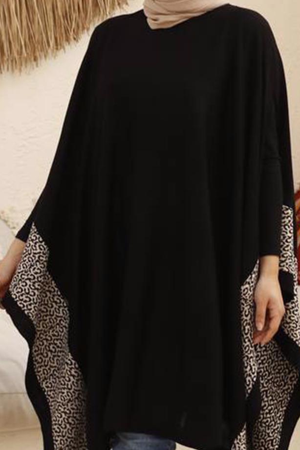 Vêtements hijab  LEOPARD PATTERN DETAIL PONCHO T 00001  - TRENDTESETTÜR
