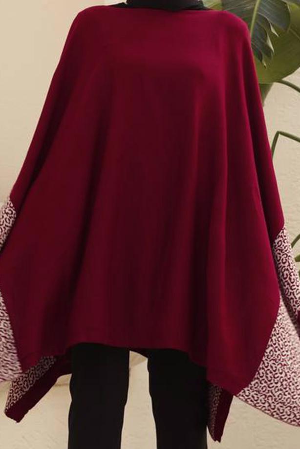 Tesettür giyim  LEOPAR DESEN DETAYLI PANÇO T 00001  - TRENDTESETTÜR