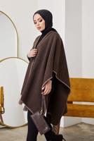 Vêtements hijab BRUN PONCHO DÉTAIL FRANGE 10001
