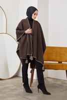 Vêtements hijab BRUN PONCHO DÉTAIL FRANGE 10001