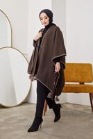 Vêtements hijab BRUN PONCHO DÉTAIL FRANGE 10001