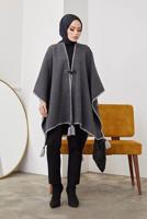 Vêtements hijab GRIS PONCHO DÉTAIL FRANGE 10001