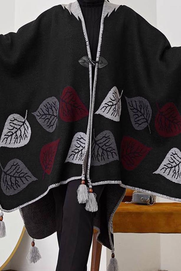 Vêtements hijab  LEAF PATTERN PONCHO 20001  - TRENDTESETTÜR