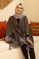 Hijab clothing BROWN LEAF PATTERN PONCHO 20001 