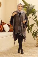 Hijab clothing BROWN LEAF PATTERN PONCHO 20001 