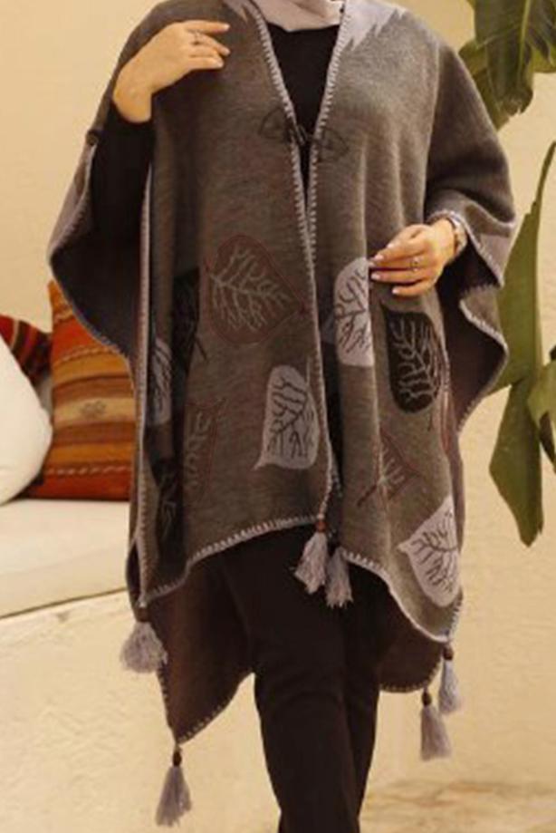 Hijab clothing  LEAF PATTERN PONCHO 20001  - TRENDTESETTÜR